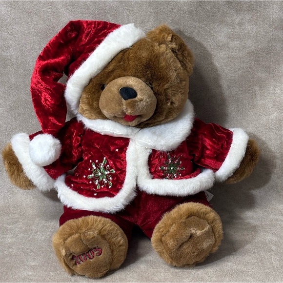 2005 SNOWFLAKE FRIENDS
Teddy Bear Tan Brown Red Santa Suit Plush - Picture 1 of 4